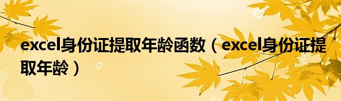 excel身份证提取年龄函数（excel身份证提取年龄）