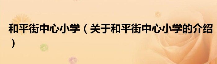 和平街中心小学（关于和平街中心小学的介绍）