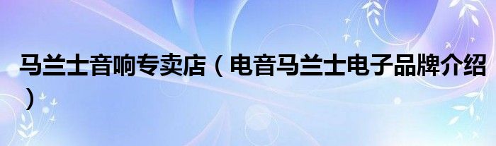 马兰士音响专卖店（电音马兰士电子品牌介绍）