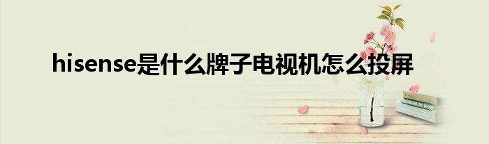 hisense是什么牌子电视机怎么投屏