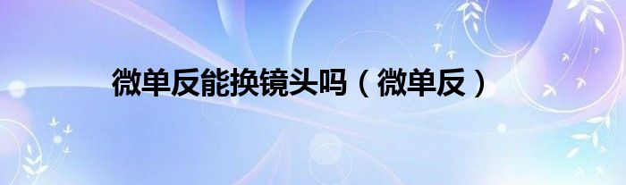微单反能换镜头吗（微单反）