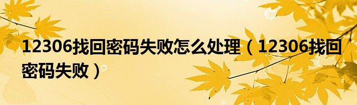 12306找回密码失败怎么处理（12306找回密码失败）