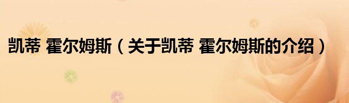 凯蒂 霍尔姆斯（关于凯蒂 霍尔姆斯的介绍）