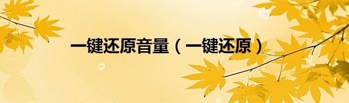 一键还原音量（一键还原）