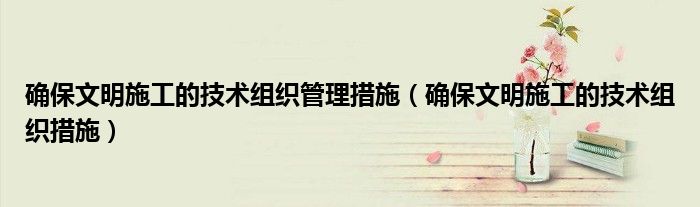 确保文明施工的技术组织管理措施（确保文明施工的技术组织措施）