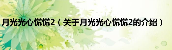 月光光心慌慌2（关于月光光心慌慌2的介绍）