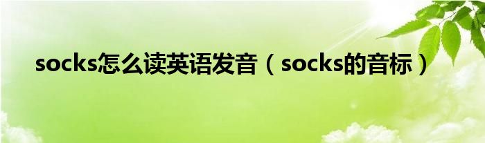 socks怎么读英语发音（socks的音标）