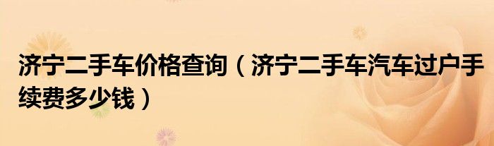 济宁二手车价格查询（济宁二手车汽车过户手续费多少钱）