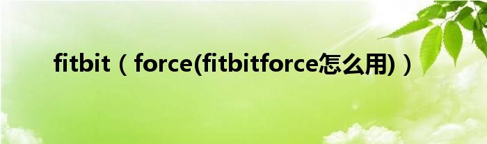 fitbit（force(fitbitforce怎么用)）