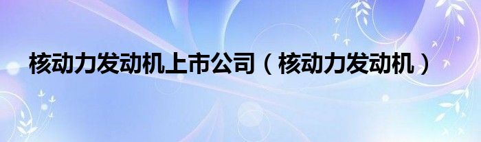 核动力发动机上市公司（核动力发动机）