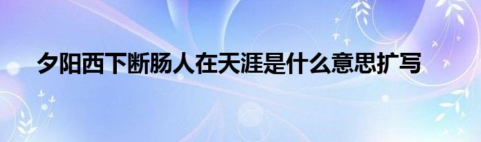 夕阳西下断肠人在天涯是什么意思扩写