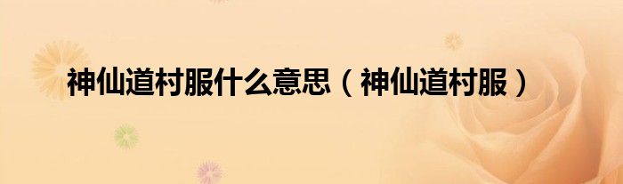神仙道村服什么意思（神仙道村服）