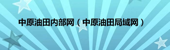 中原油田内部网（中原油田局域网）