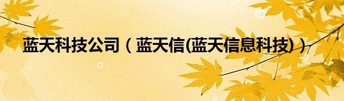 蓝天科技公司（蓝天信(蓝天信息科技)）