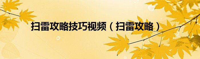 扫雷攻略技巧视频（扫雷攻略）