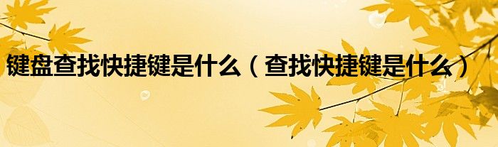 键盘查找快捷键是什么（查找快捷键是什么）