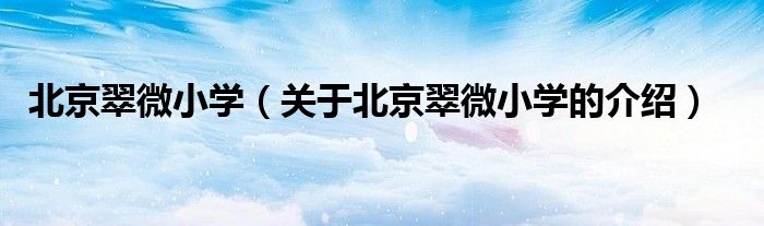 北京翠微小学（关于北京翠微小学的介绍）