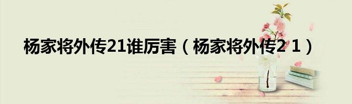 杨家将外传21谁厉害（杨家将外传2 1）