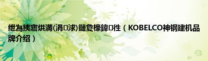 绁為挗寤烘満(涓浗)鏈夐檺鍏徃（KOBELCO神钢建机品牌介绍）