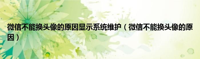 微信不能换头像的原因显示系统维护(微信不能换头像的原因)