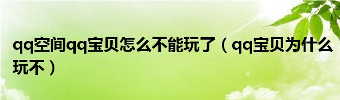 qq空间qq宝贝怎么不能玩了（qq宝贝为什么玩不）