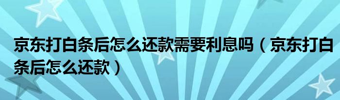 京东打白条后怎么还款需要利息吗（京东打白条后怎么还款）