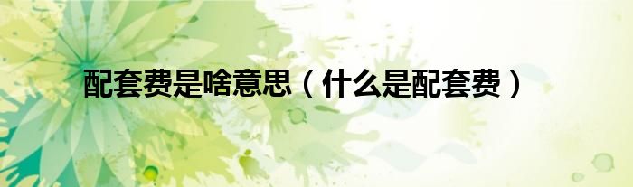 配套费是啥意思（什么是配套费）