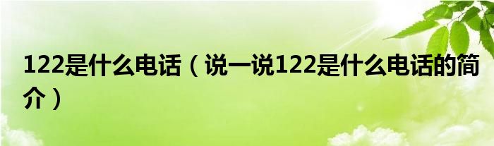 122是什么电话（说一说122是什么电话的简介）