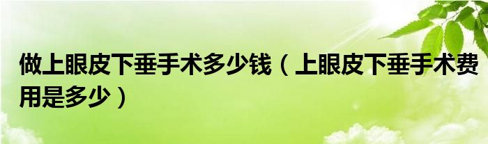 做上眼皮下垂手术多少钱（上眼皮下垂手术费用是多少）