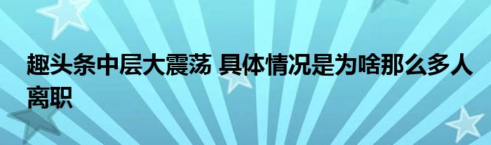 趣头条中层大震荡 具体情况是为啥那么多人离职