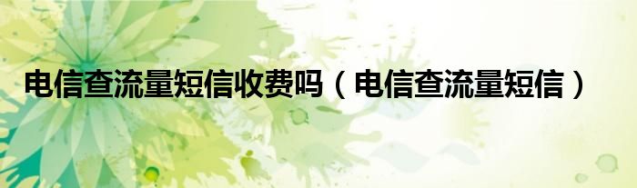 电信查流量短信收费吗（电信查流量短信）