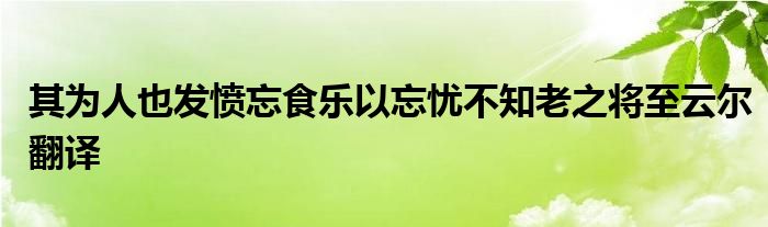 其为人也发愤忘食乐以忘忧不知老之将至云尔翻译