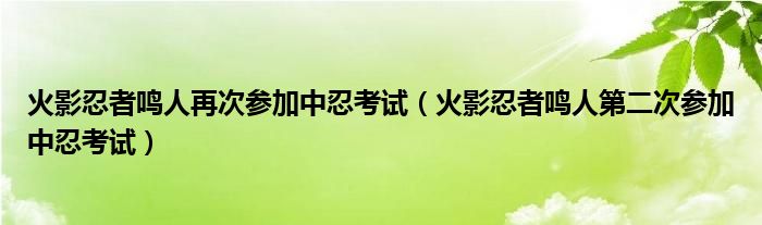 火影忍者鸣人再次参加中忍考试（火影忍者鸣人第二次参加中忍考试）
