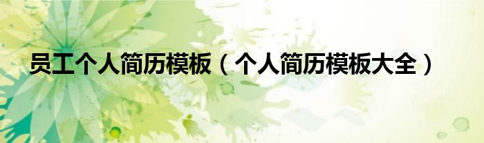 员工个人简历模板（个人简历模板大全）