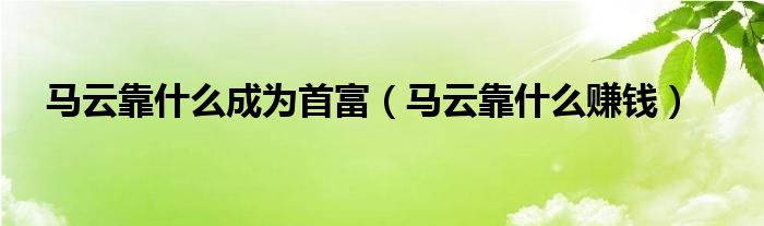 马云靠什么成为首富（马云靠什么赚钱）